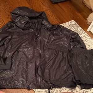 ZYIA Active Black Performance Hooded Jacket and matching shorts
